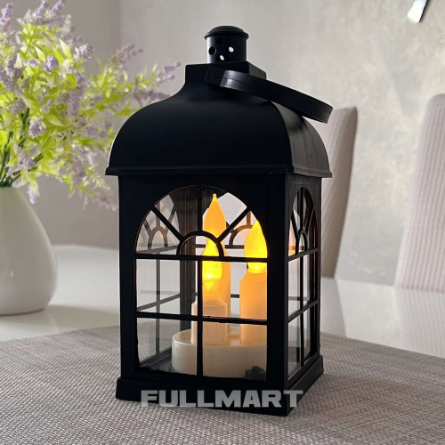 Лампадка Decorative Led Lantern A7409 на батарейки 20 см черная